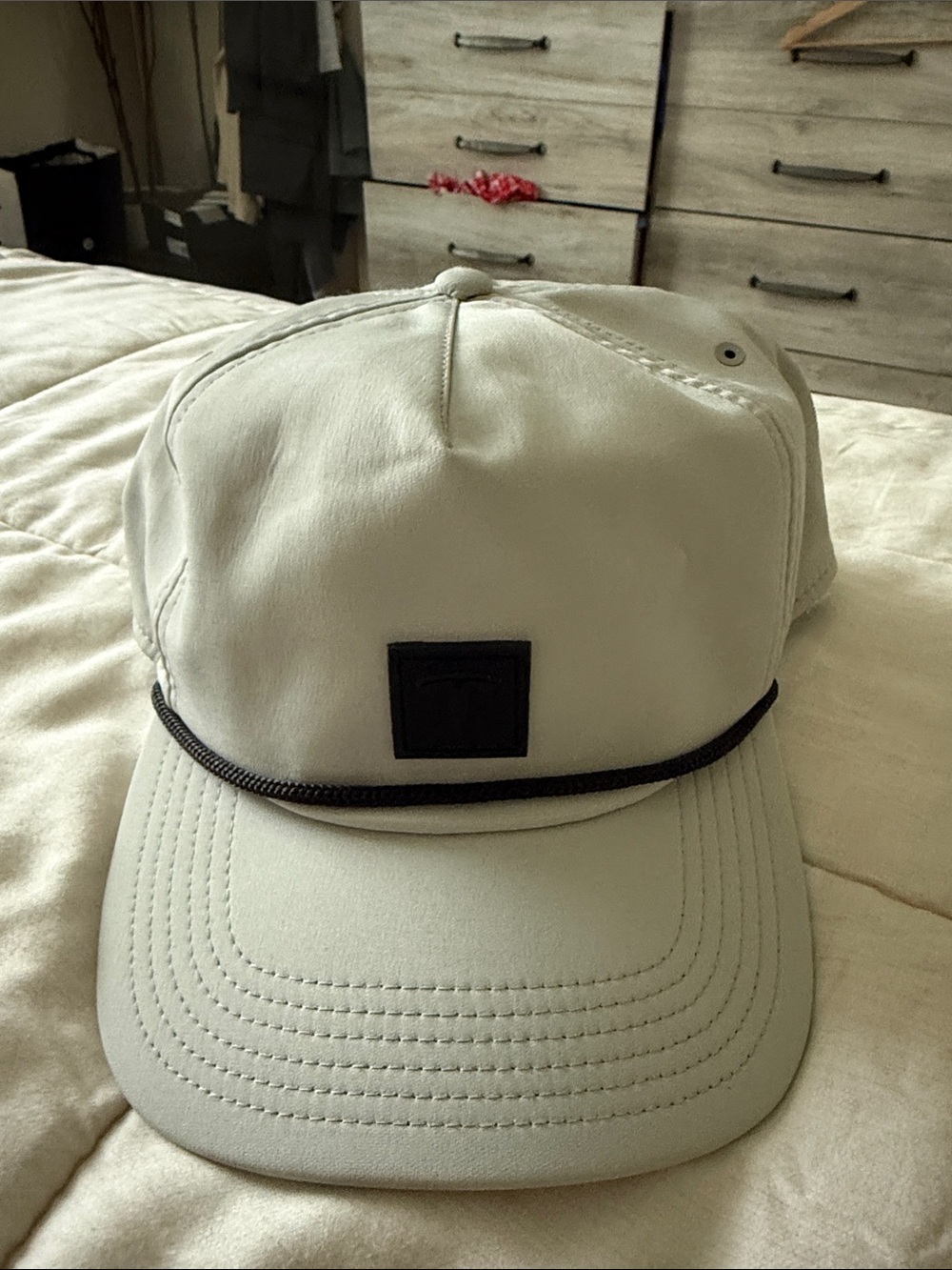 Tesla Cream Cap with Black Rope Trim